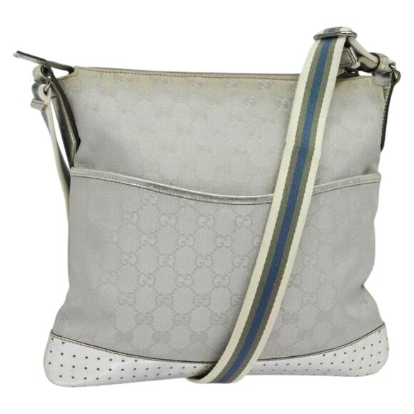 GUCCI GG Canvas Shoulder Bag Silver - Picture 1 of 16